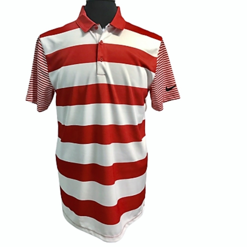 Nike Golf Medium Polo Dri-Fit Stay Cool Red White